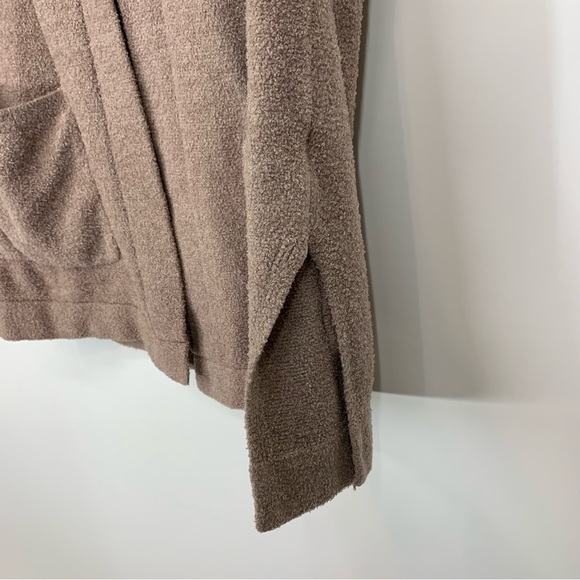 Barefoot Dreams Cozy Chic Lite Driftwood Hooded Resort Cardigan Taupe Brown - Picture 7 of 16
